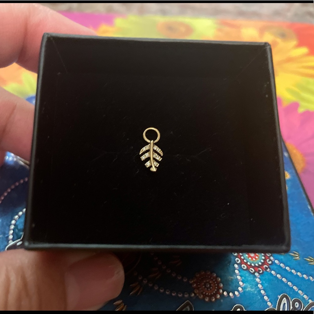 Diamond Leaf Huggie Charm